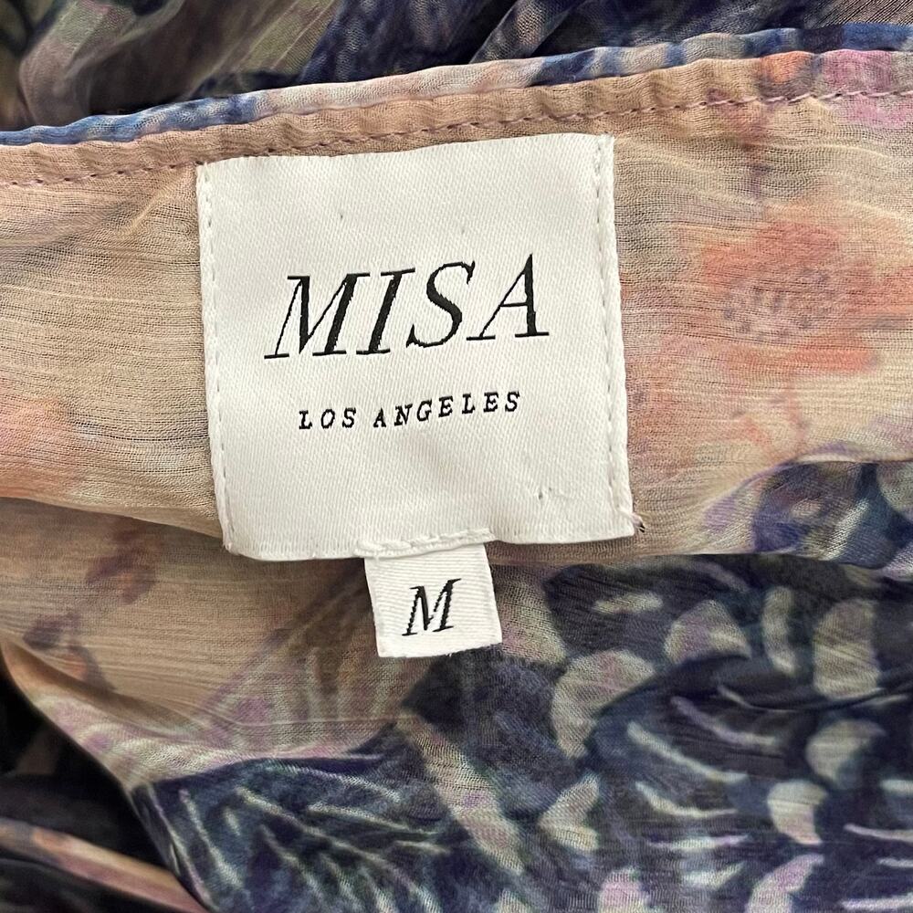 Misa Los Angeles Yasemin Butterfly Sleeve Babydoll Dress - Pink Blue - Size M - Picture 5 of 7